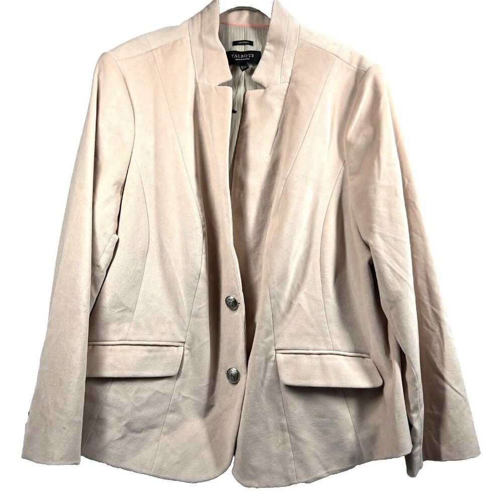 Talbots Women's‎ Blazer Jacket Size 18W Petite Blush Pink Velvet Aberdeen Lined